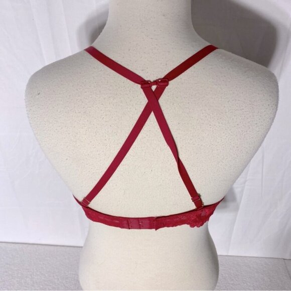 La Senza Beyond Sexy Red Lace Strappy Push Up Bra 32C - Picture 4 of 14